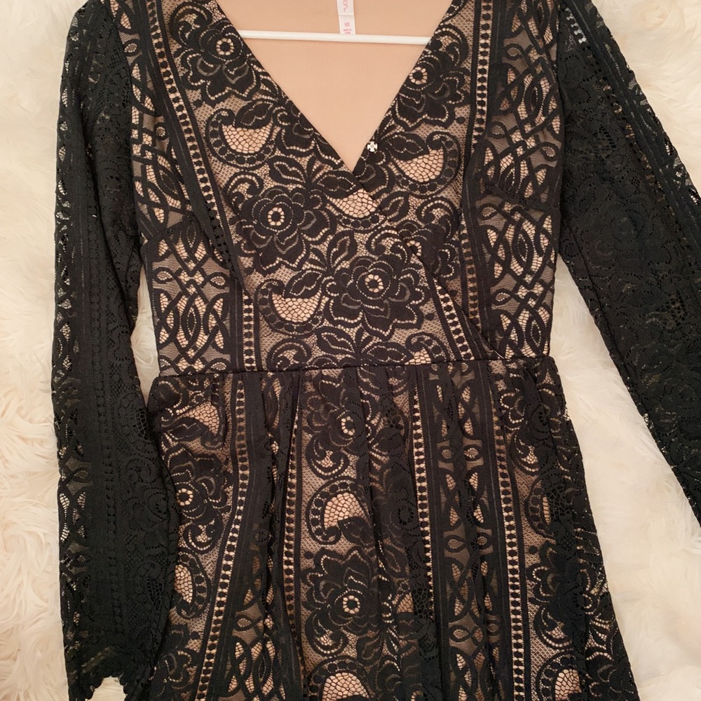 Lace Detail Dress (Forrest Green)
